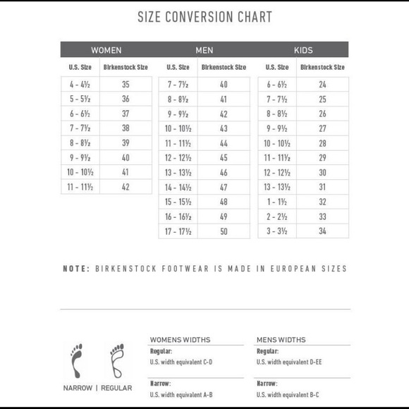 birkenstock kids size chart